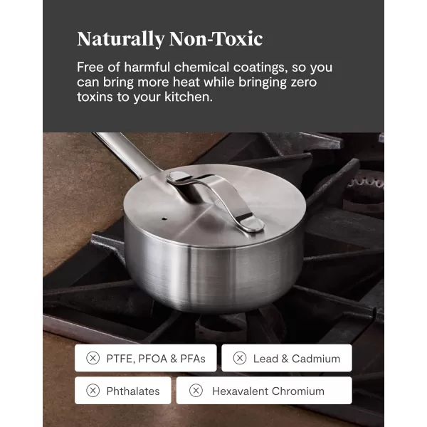 imageCaraway Stainless Steel Sauce Pan 175 Qt  5Ply Stainless Steel  Oven Safe ampamp Stovetop Agnostic  Non Toxic PTFE ampamp PFOA Free175 Qt