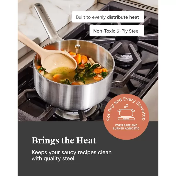 imageCaraway Stainless Steel Sauce Pan 175 Qt  5Ply Stainless Steel  Oven Safe ampamp Stovetop Agnostic  Non Toxic PTFE ampamp PFOA Free175 Qt