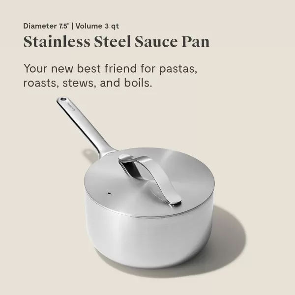 imageCaraway Stainless Steel Sauce Pan 175 Qt  5Ply Stainless Steel  Oven Safe ampamp Stovetop Agnostic  Non Toxic PTFE ampamp PFOA Free3 Qt