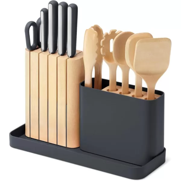 imageCaraway 14Piece Kitchen Prep Set  Kitchen Knife Set ampamp Wooden Utensil Set  Made With Premium German Steel Blades ampamp FSCCertified Birch Wood  NonToxic Materials  Includes Organizer  PerracottaCharcoal