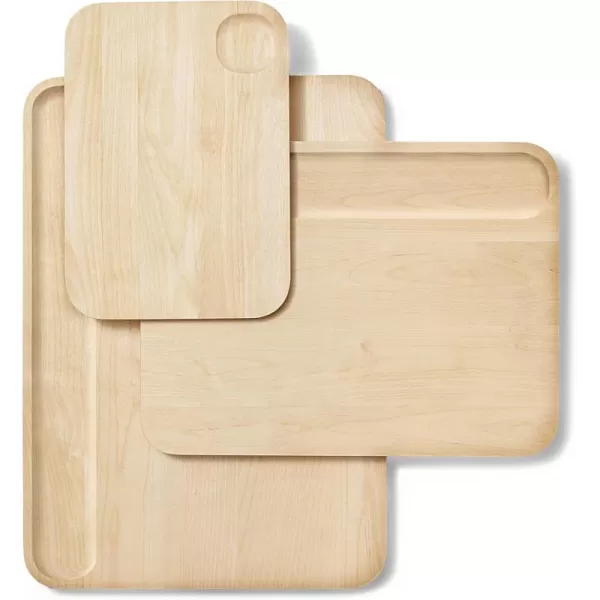 imageCaraway 4Piece Double Sided Wood Cutting Board Set  Made From FSCCertified Birch Wood  Mineral Oil ampamp Wax Finish  3 Sizes  Small Medium ampamp Large  Storage Organizers IncludedCutting Board Set