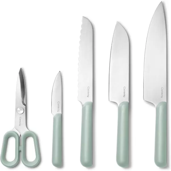 imageCaraway 5 Piece Knife Set  Premium German Steel Blade Kitchen Knives  Ergonomic Handles  No Microplastics  MistMist