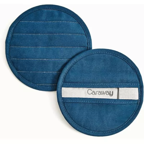 imageCaraway Linen Pot Holders  100 Organic Cotton Pot Holder  DoubleLayer Stain Resistant Stitching  Resists High Heat ampamp Low Cold Temperatures  Machine Washable  PerracottaNavy