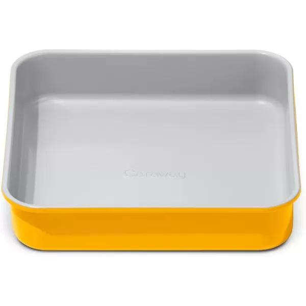 imageCaraway NonStick Ceramic 9x13 Rectangle Pan  Naturally Slick Ceramic Coating  NonToxic PTFE ampamp PFOA Free  Perfect for Brownies Lasagnas and More  WhiteMarigold