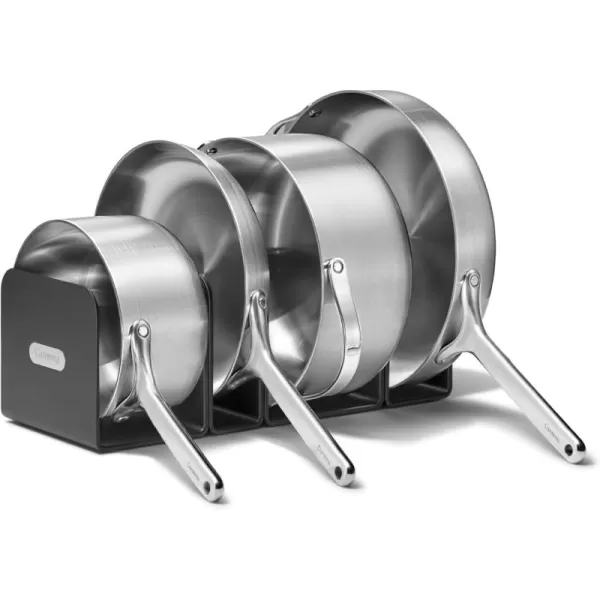imageCaraway Stainless Steel Cookware Set 4 Piece  5Ply Stainless Steel Pots ampamp Pans  Includes Fry Pan Sauce Pan Saut Pan Dutch Oven ampamp Storage  Non Toxic PTFE ampamp PFOA FreeStainless Steel Cookware Set