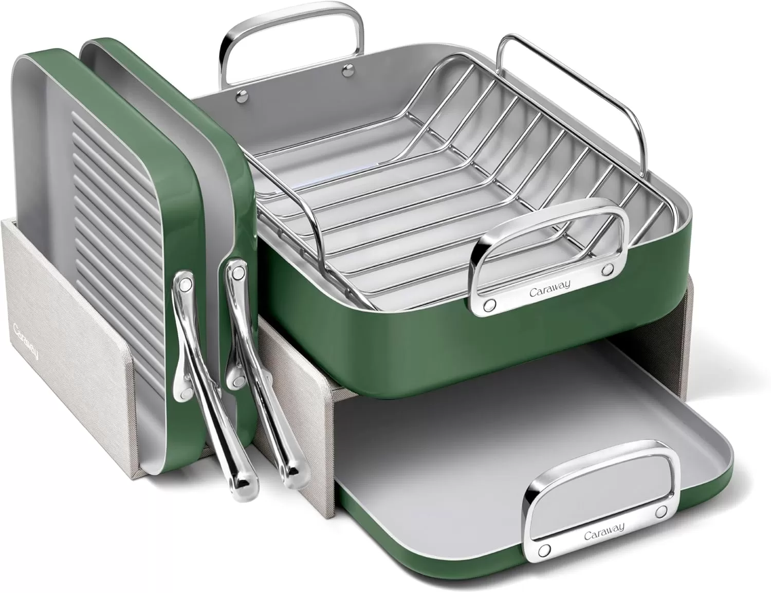 imageCaraway Square Cookware Set  Square Pans Set  Perfect for Griddling Toasting Searing Roasting and More  NonStick Ceramic Coated Pans  Non Toxic PTFE ampamp PFOA Free  CreamSage