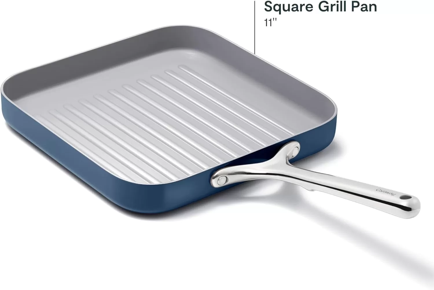 imageCaraway Square Grill Pan  11 Grill Pan  NonStick Ceramic Coated  Non Toxic PTFE ampamp PFOA Free  Oven Safe ampamp Compatible with All Stovetops  CreamNavy
