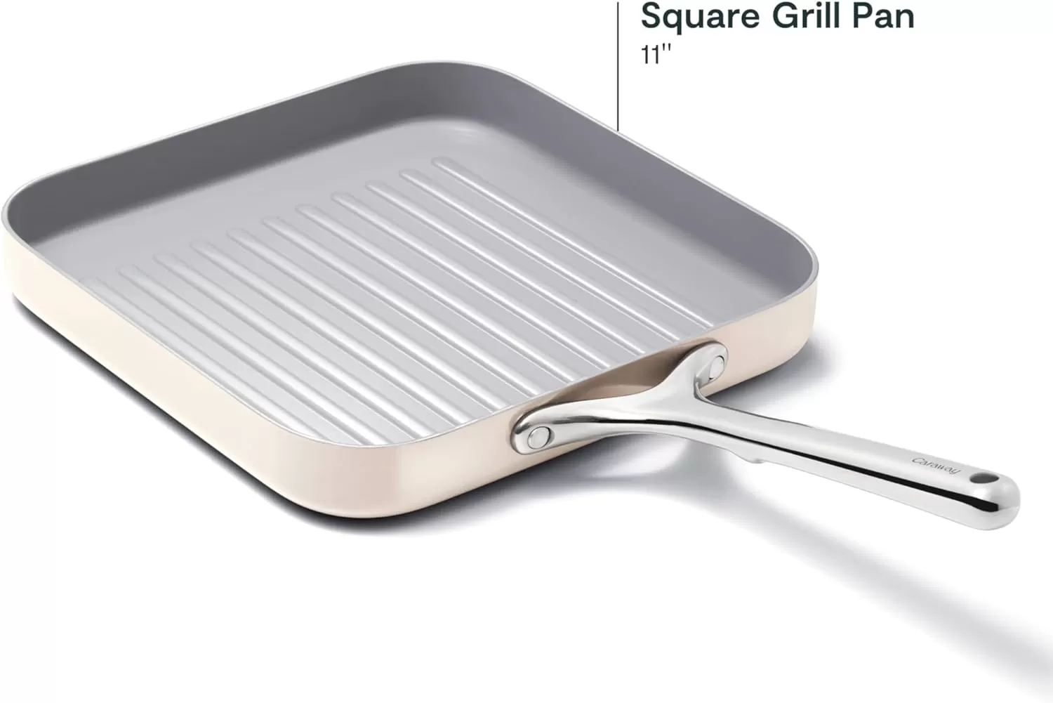 imageCaraway Square Grill Pan  11 Grill Pan  NonStick Ceramic Coated  Non Toxic PTFE ampamp PFOA Free  Oven Safe ampamp Compatible with All Stovetops  CreamCream