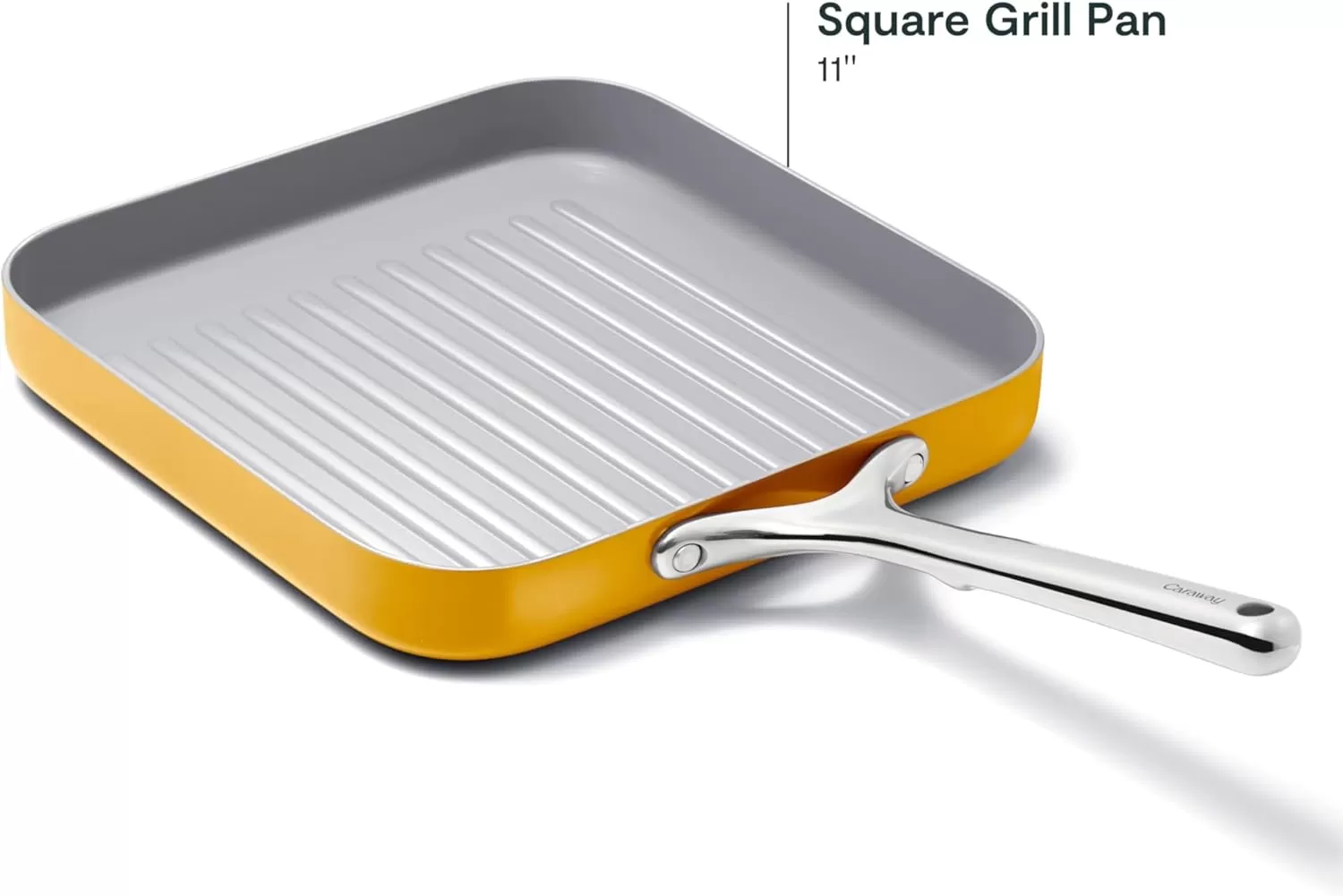 imageCaraway Square Grill Pan  11 Grill Pan  NonStick Ceramic Coated  Non Toxic PTFE ampamp PFOA Free  Oven Safe ampamp Compatible with All Stovetops  CreamMarigold