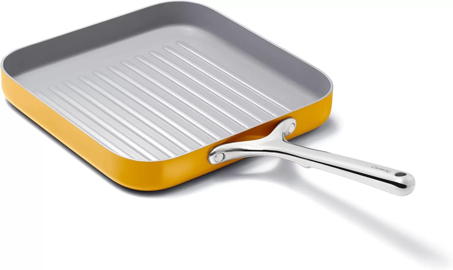 imageCaraway Square Grill Pan  11 Grill Pan  NonStick Ceramic Coated  Non Toxic PTFE ampamp PFOA Free  Oven Safe ampamp Compatible with All Stovetops  CreamMarigold