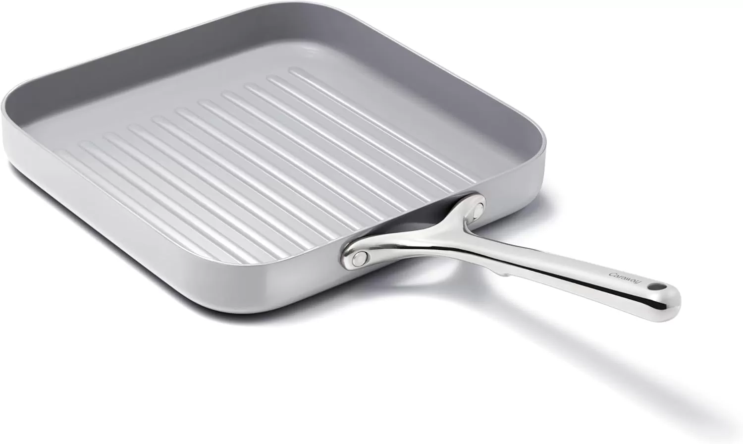 imageCaraway Square Grill Pan  11 Grill Pan  NonStick Ceramic Coated  Non Toxic PTFE ampamp PFOA Free  Oven Safe ampamp Compatible with All Stovetops  CreamGray