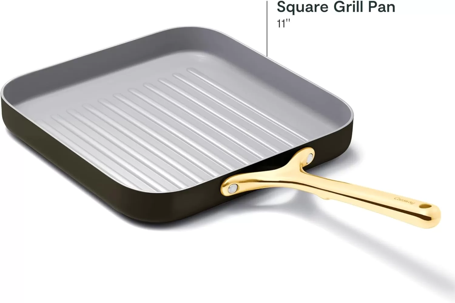 imageCaraway Square Grill Pan  11 Grill Pan  NonStick Ceramic Coated  Non Toxic PTFE ampamp PFOA Free  Oven Safe ampamp Compatible with All Stovetops  CreamBlack
