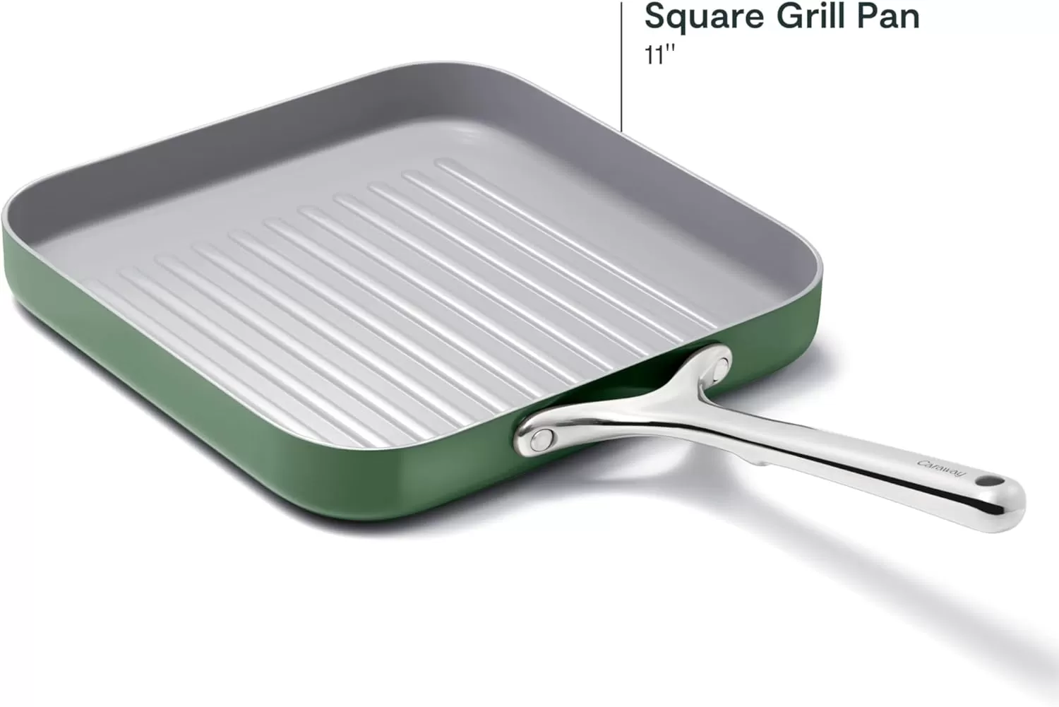 imageCaraway Square Grill Pan  11 Grill Pan  NonStick Ceramic Coated  Non Toxic PTFE ampamp PFOA Free  Oven Safe ampamp Compatible with All Stovetops  CreamSage