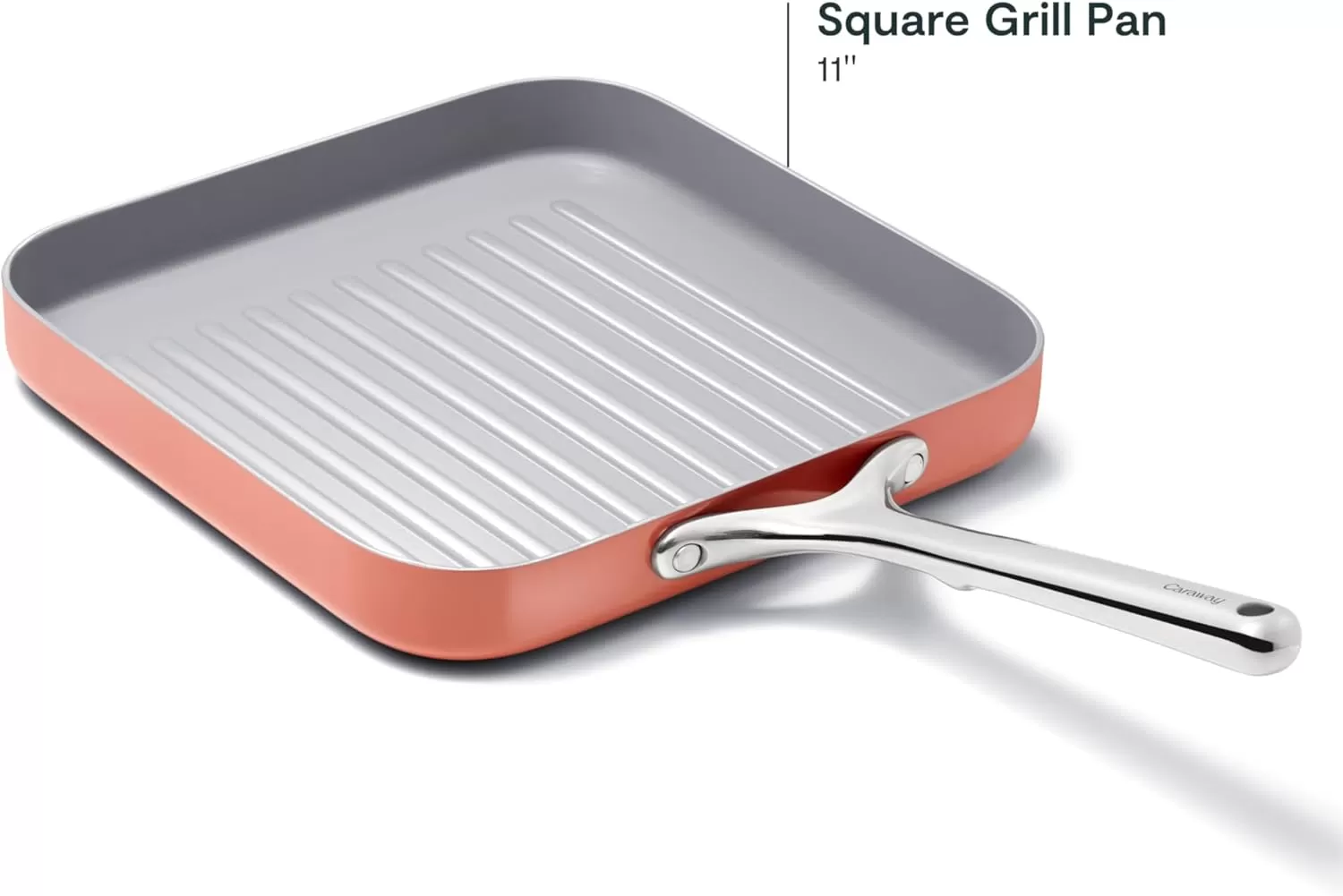 imageCaraway Square Grill Pan  11 Grill Pan  NonStick Ceramic Coated  Non Toxic PTFE ampamp PFOA Free  Oven Safe ampamp Compatible with All Stovetops  CreamPerracotta