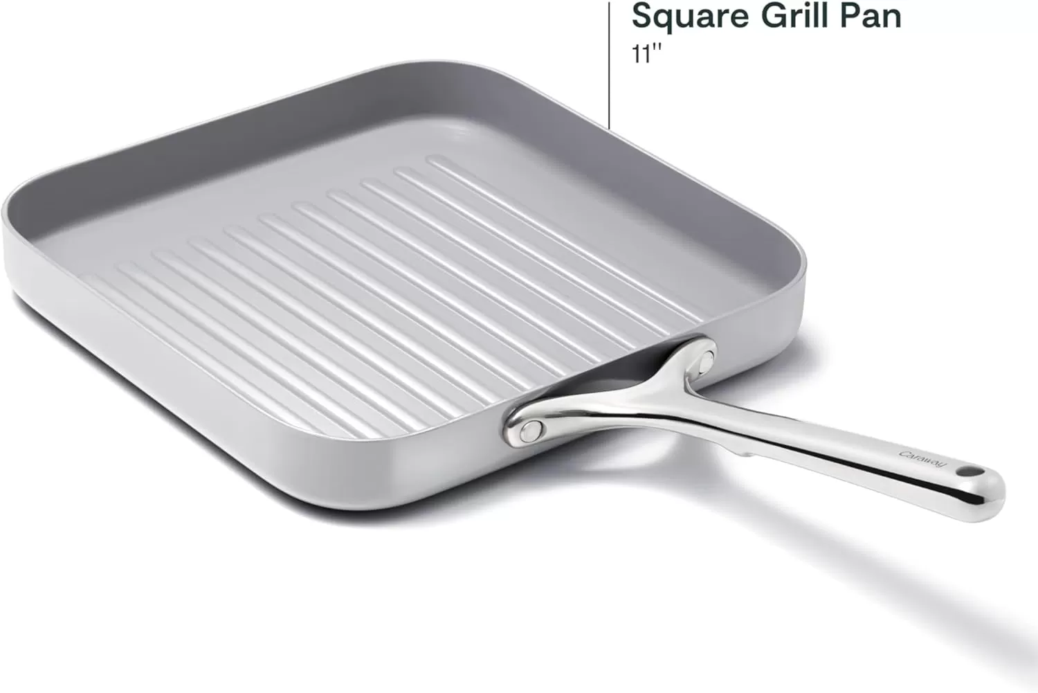 imageCaraway Square Grill Pan  11 Grill Pan  NonStick Ceramic Coated  Non Toxic PTFE ampamp PFOA Free  Oven Safe ampamp Compatible with All Stovetops  CreamGray