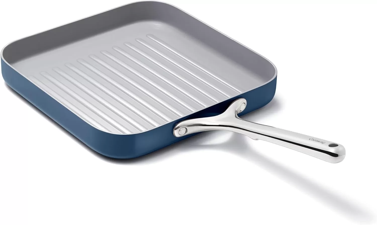 imageCaraway Square Grill Pan  11 Grill Pan  NonStick Ceramic Coated  Non Toxic PTFE ampamp PFOA Free  Oven Safe ampamp Compatible with All Stovetops  CreamNavy