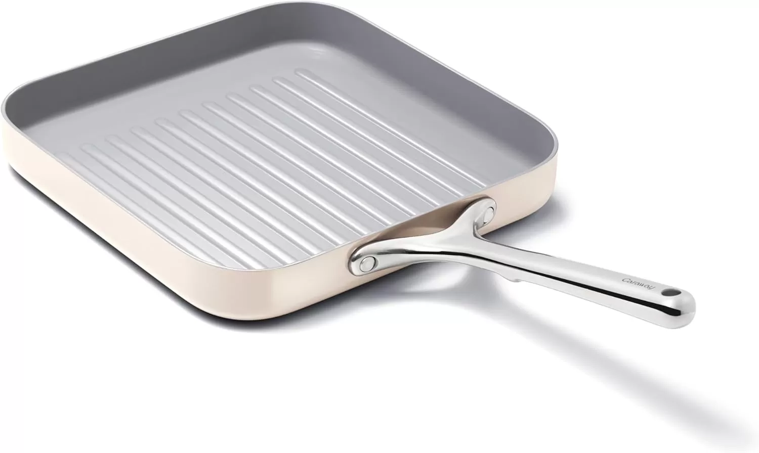 imageCaraway Square Grill Pan  11 Grill Pan  NonStick Ceramic Coated  Non Toxic PTFE ampamp PFOA Free  Oven Safe ampamp Compatible with All Stovetops  CreamCream