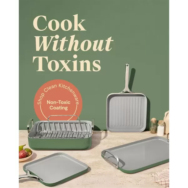 imageCaraway Square Cookware Set  Square Pans Set  Perfect for Griddling Toasting Searing Roasting and More  NonStick Ceramic Coated Pans  Non Toxic PTFE ampamp PFOA Free  CreamSage