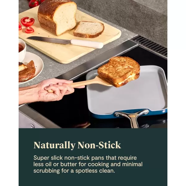 imageCaraway Square Cookware Set  Square Pans Set  Perfect for Griddling Toasting Searing Roasting and More  NonStick Ceramic Coated Pans  Non Toxic PTFE ampamp PFOA Free  CreamBlack