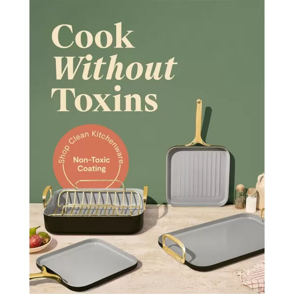 imageCaraway Square Cookware Set  Square Pans Set  Perfect for Griddling Toasting Searing Roasting and More  NonStick Ceramic Coated Pans  Non Toxic PTFE ampamp PFOA Free  CreamBlack