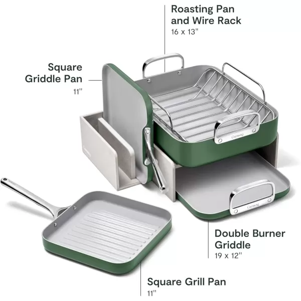 imageCaraway Square Cookware Set  Square Pans Set  Perfect for Griddling Toasting Searing Roasting and More  NonStick Ceramic Coated Pans  Non Toxic PTFE ampamp PFOA Free  CreamSage