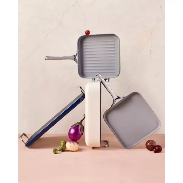 imageCaraway Square Grill Pan  11 Grill Pan  NonStick Ceramic Coated  Non Toxic PTFE ampamp PFOA Free  Oven Safe ampamp Compatible with All Stovetops  CreamGray