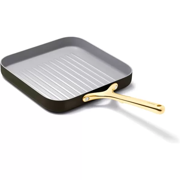 imageCaraway Square Grill Pan  11 Grill Pan  NonStick Ceramic Coated  Non Toxic PTFE ampamp PFOA Free  Oven Safe ampamp Compatible with All Stovetops  CreamBlack