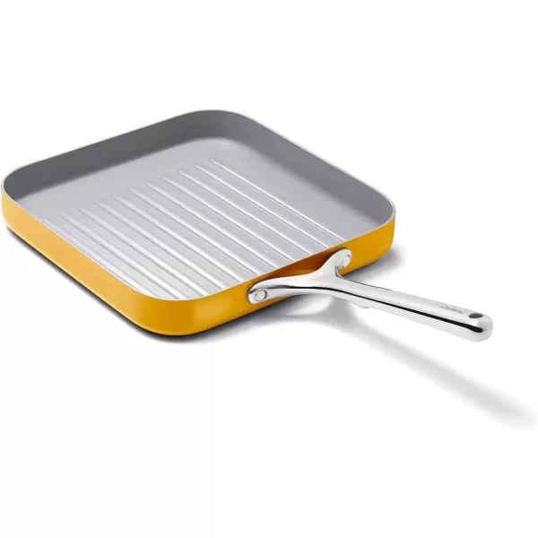 imageCaraway Square Grill Pan  11 Grill Pan  NonStick Ceramic Coated  Non Toxic PTFE ampamp PFOA Free  Oven Safe ampamp Compatible with All Stovetops  CreamMarigold