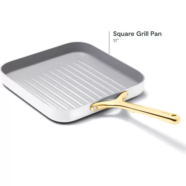 imageCaraway Square Grill Pan  11 Grill Pan  NonStick Ceramic Coated  Non Toxic PTFE ampamp PFOA Free  Oven Safe ampamp Compatible with All Stovetops  CreamWhite