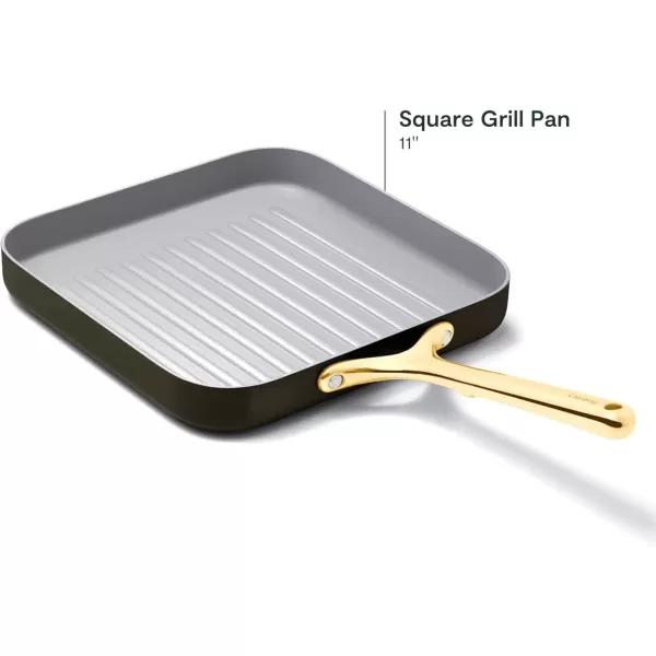 imageCaraway Square Grill Pan  11 Grill Pan  NonStick Ceramic Coated  Non Toxic PTFE ampamp PFOA Free  Oven Safe ampamp Compatible with All Stovetops  CreamBlack