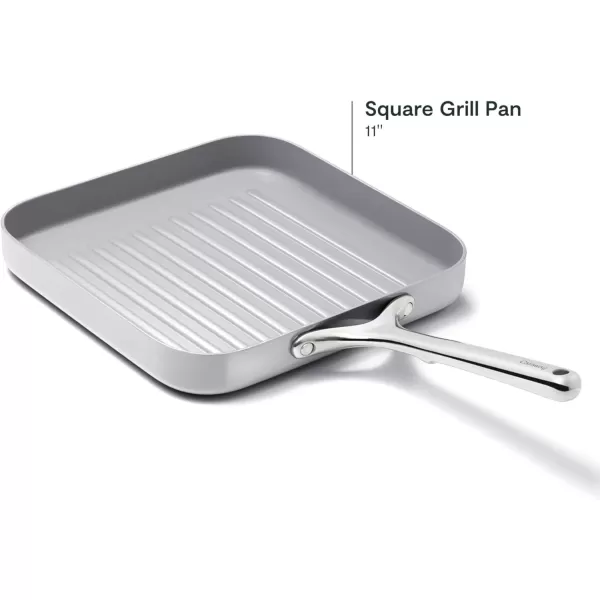 imageCaraway Square Grill Pan  11 Grill Pan  NonStick Ceramic Coated  Non Toxic PTFE ampamp PFOA Free  Oven Safe ampamp Compatible with All Stovetops  CreamGray