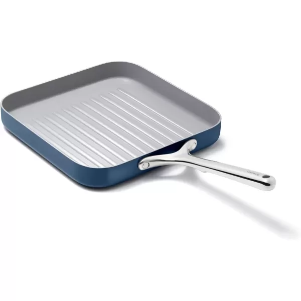 imageCaraway Square Grill Pan  11 Grill Pan  NonStick Ceramic Coated  Non Toxic PTFE ampamp PFOA Free  Oven Safe ampamp Compatible with All Stovetops  CreamNavy