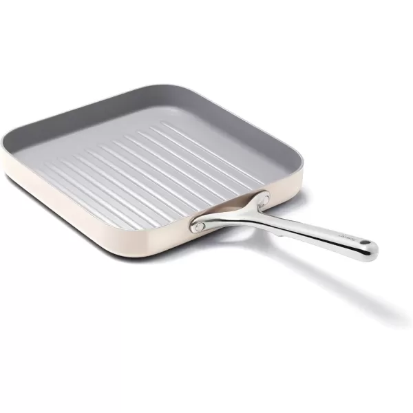 imageCaraway Square Grill Pan  11 Grill Pan  NonStick Ceramic Coated  Non Toxic PTFE ampamp PFOA Free  Oven Safe ampamp Compatible with All Stovetops  CreamCream