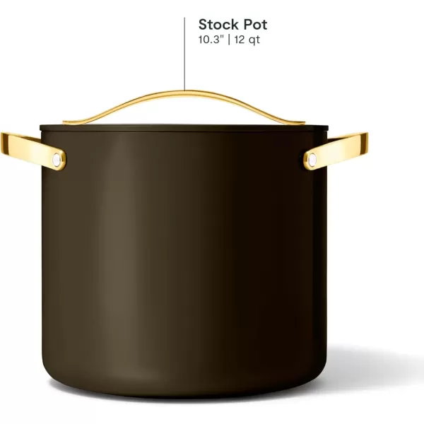 imageCaraway Stock Pot  12 Qt Ceramic Coated Pot With Lid  Fee From Forever Chemicals  Large Pot for Bigger Batches  NavyBlack