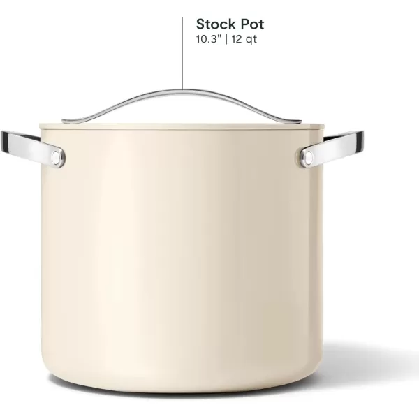 imageCaraway Stock Pot  12 Qt Ceramic Coated Pot With Lid  Fee From Forever Chemicals  Large Pot for Bigger Batches  NavyCream