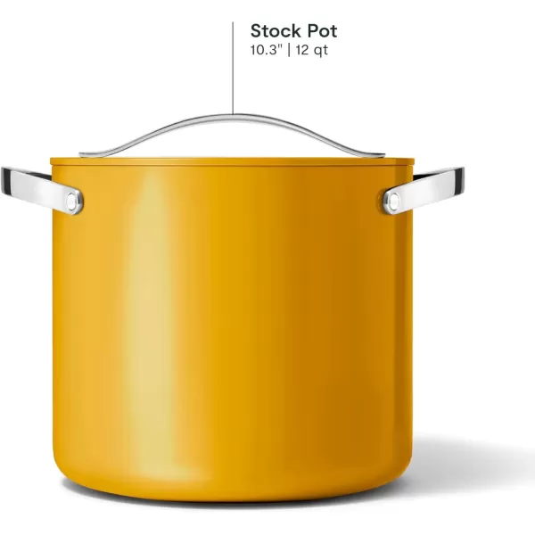 imageCaraway Stock Pot  12 Qt Ceramic Coated Pot With Lid  Fee From Forever Chemicals  Large Pot for Bigger Batches  NavyMarigold
