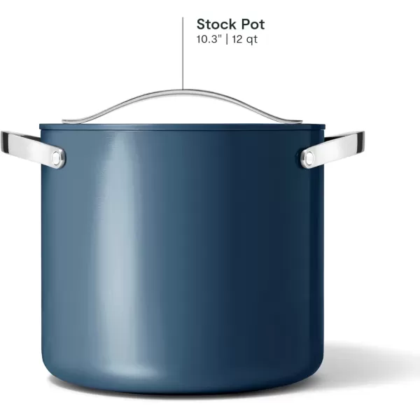 imageCaraway Stock Pot  12 Qt Ceramic Coated Pot With Lid  Fee From Forever Chemicals  Large Pot for Bigger Batches  NavyNavy