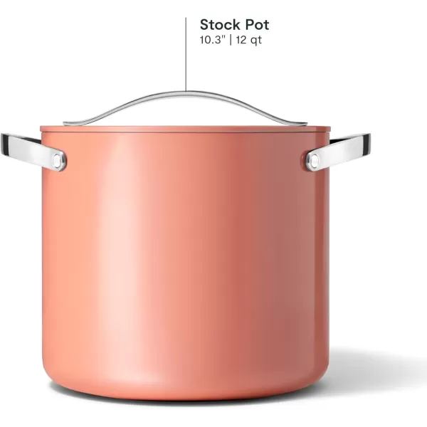 imageCaraway Stock Pot  12 Qt Ceramic Coated Pot With Lid  Fee From Forever Chemicals  Large Pot for Bigger Batches  NavyPerracotta