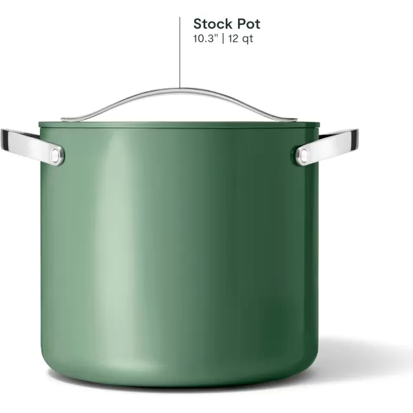 imageCaraway Stock Pot  12 Qt Ceramic Coated Pot With Lid  Fee From Forever Chemicals  Large Pot for Bigger Batches  NavySage