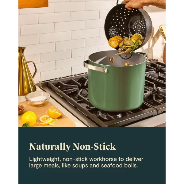 imageCaraway Stock Pot  12 Qt Ceramic Coated Pot With Lid  Fee From Forever Chemicals  Large Pot for Bigger Batches  NavySage