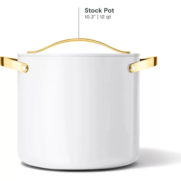imageCaraway Stock Pot  12 Qt Ceramic Coated Pot With Lid  Fee From Forever Chemicals  Large Pot for Bigger Batches  NavyWhite