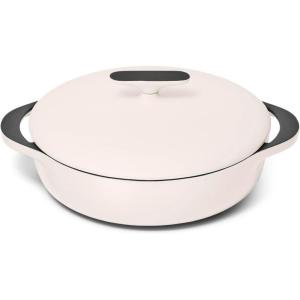imageCaraway Enameled Cast Iron Braiser  35 qt Braiser Pan  3 Layer Enamel Coating  No Seasoning Required  Compatible With All Stovetops  Oven Safe  Free From Forever Chemicals  RustCream