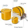 imageCaraway Cookware Collection  Specialty Cookware Set  Petite Cooker Stir Fry Pan Rondeau ampamp Stock Pot  3 Lids ampamp Storage Organizer Included  CreamMarigold