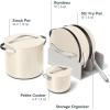 imageCaraway Cookware Collection  Specialty Cookware Set  Petite Cooker Stir Fry Pan Rondeau ampamp Stock Pot  3 Lids ampamp Storage Organizer Included  CreamCream