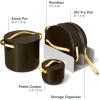 imageCaraway Cookware Collection  Specialty Cookware Set  Petite Cooker Stir Fry Pan Rondeau ampamp Stock Pot  3 Lids ampamp Storage Organizer Included  CreamBlack