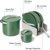 imageCaraway Cookware Collection  Specialty Cookware Set  Petite Cooker Stir Fry Pan Rondeau ampamp Stock Pot  3 Lids ampamp Storage Organizer Included  CreamGray