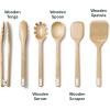 imageCaraway Wooden Utensil Set  5 Piece Cooking Utensil Set  Spoon Server Scraper Spatula ampamp Tongs  Made From FSCCertified Birch Wood  No Microplastics