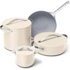 imageCaraway Cookware Collection  Specialty Cookware Set  Petite Cooker Stir Fry Pan Rondeau ampamp Stock Pot  3 Lids ampamp Storage Organizer Included  CreamCream