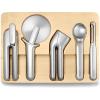 imageCaraway Kitchen Gadget Set  5 Piece Kitchen Essentials  Stainless Steel  Includes Can Opener Pizza Cutter Garlic Press Ice Cream Scoop Vegetable Peeler and Storage Organizer