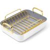 imageCaraway Roasting Pan  16x13 Roasting Pan with Rack  NonStick Ceramic Coated  Non Toxic PTFE ampamp PFOA Free  Oven Safe ampamp Compatible with All Stovetops  CreamWhite